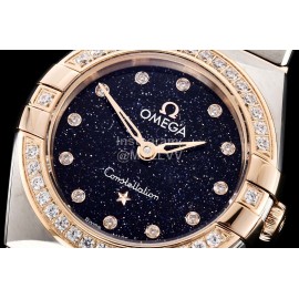 Omega G Factory 25mm Black Dial Quartz Watch For Women Silver