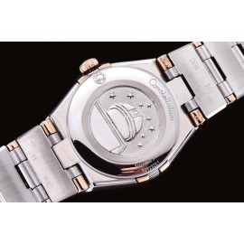 Omega G Factory 25mm Black Dial Quartz Watch For Women Silver