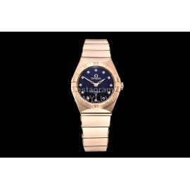 Omega G Factory 25mm Black Dial Quartz Watch For Women Rose Gold