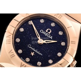 Omega G Factory 25mm Black Dial Quartz Watch For Women Rose Gold