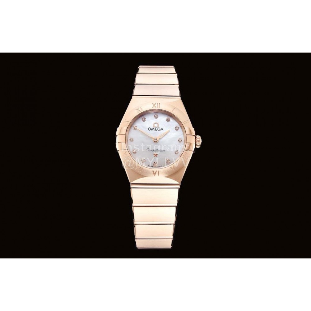 Omega G Factory 25mm White Dial Quartz Watch For Women Rose Gold