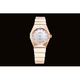 Omega G Factory 25mm White Dial Quartz Watch For Women Rose Gold