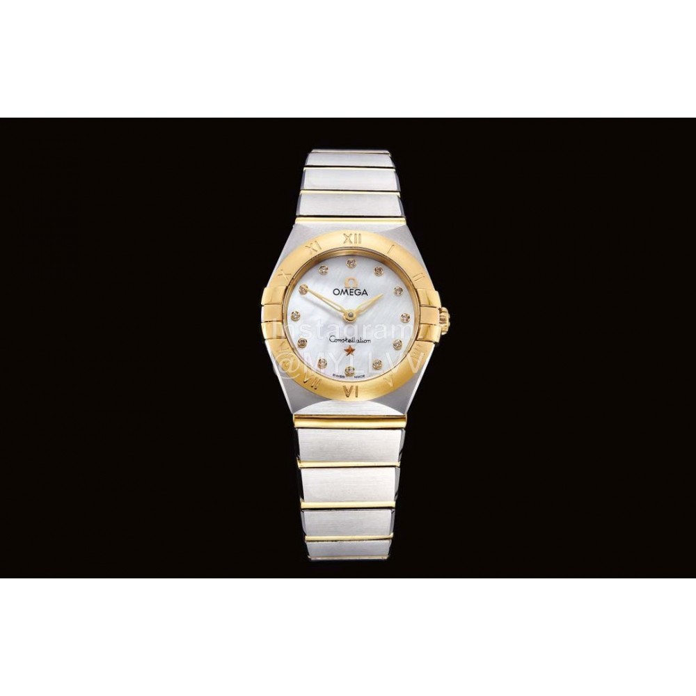 Omega G Factory 25mm White Dial Silver Quartz Watch For Women