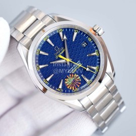 Omega 316l Steel Case Blue Dial Sapphire Crystal Watch