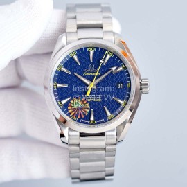Omega 316l Steel Case Blue Dial Sapphire Crystal Watch