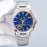 Omega 316l Steel Case Blue Dial Sapphire Crystal Watch