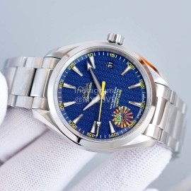 Omega 316l Steel Case Blue Dial Sapphire Crystal Watch