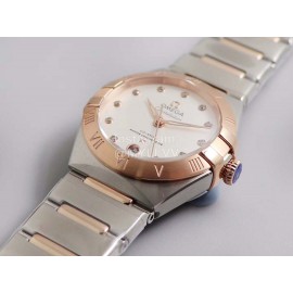 Omega 29mm Dial Steel Strap Watch Rose Gold