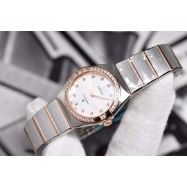 Omega 28mm Dial Diamond Steel Strap Watch