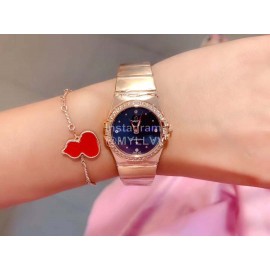 Omega 27mm Diamond Dial Quartz Watch For Women