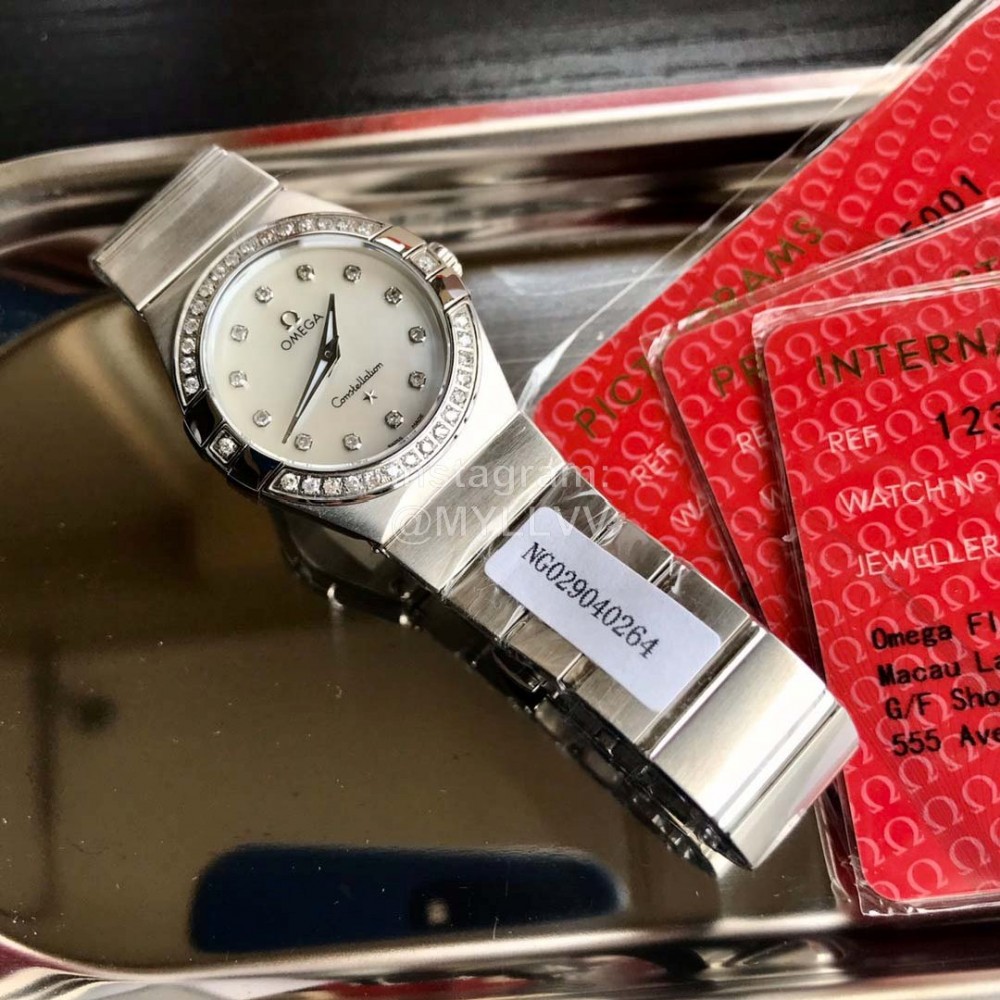 Omega 316l Steel Case 27mm Dial Diamond Watch