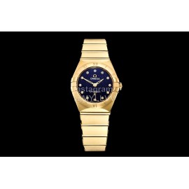 Omega G Factory 25mm Black Dial Quartz Watch For Women Gold 