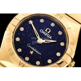 Omega G Factory 25mm Black Dial Quartz Watch For Women Gold 