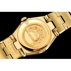 Omega G Factory 25mm Black Dial Quartz Watch For Women Gold 