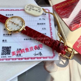 Omega 28mm Dial Wine Red Leather Strap Watch