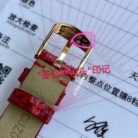 Omega 28mm Dial Wine Red Leather Strap Watch