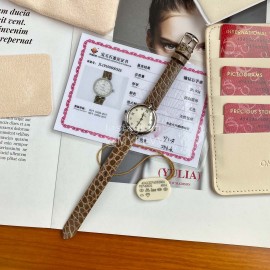 Omega 28mm Dial Coffee Leather Strap Watch