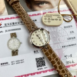 Omega 28mm Dial Coffee Leather Strap Watch