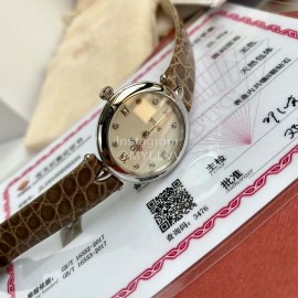 Omega 28mm Dial Coffee Leather Strap Watch