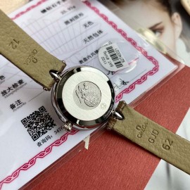 Omega 28mm Dial Coffee Leather Strap Watch