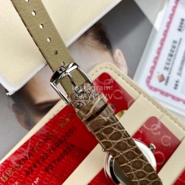 Omega 28mm Dial Coffee Leather Strap Watch