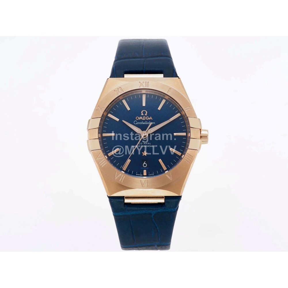 Omega 316l Steel Case 39mm Blue Dial Watch