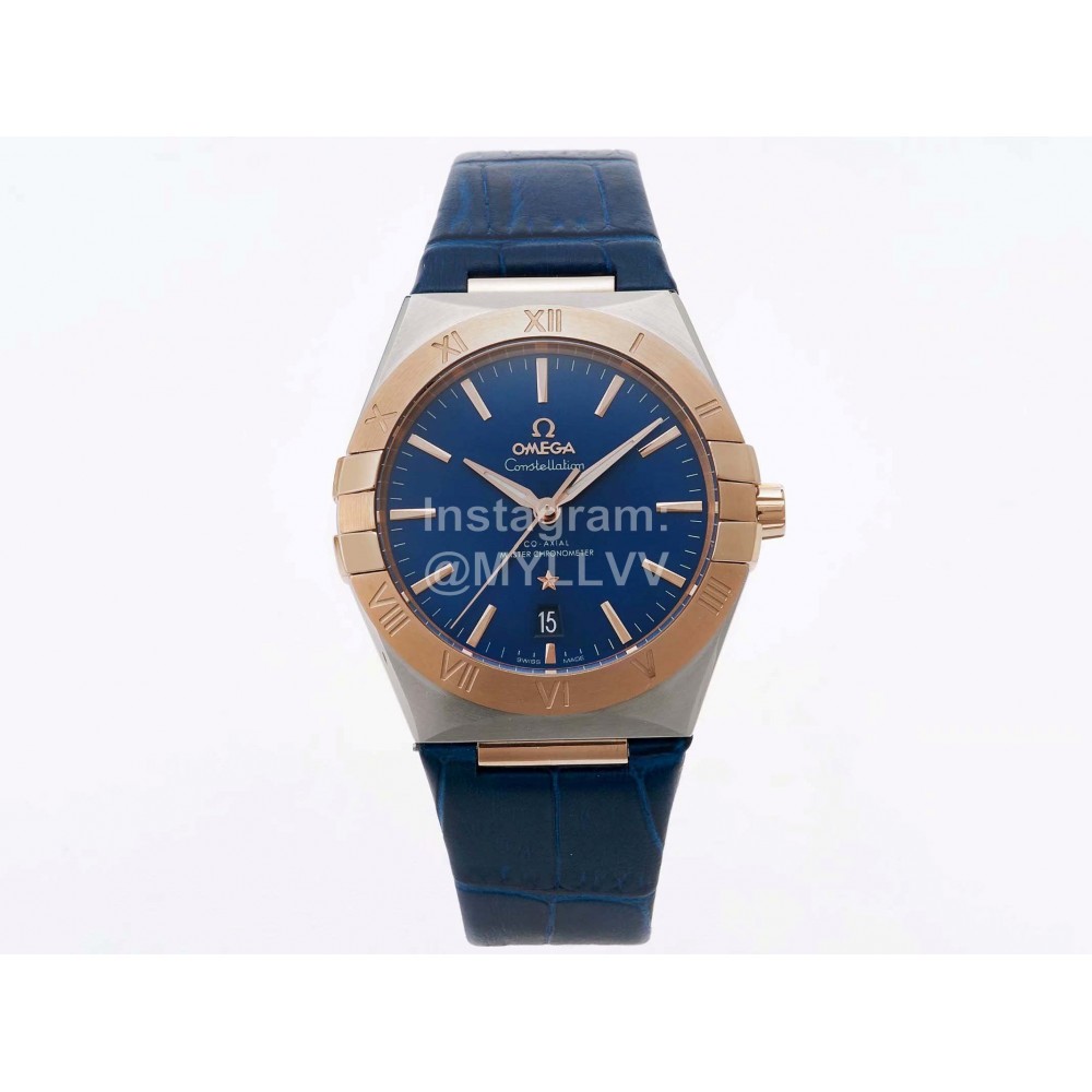 Omega 39mm Blue Dial 316l Steel Case Watch