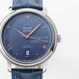 Omega 39.5mm Dial Blue Leather Strap Watch