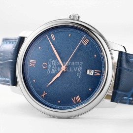 Omega 39.5mm Dial Blue Leather Strap Watch