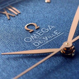 Omega 39.5mm Dial Blue Leather Strap Watch