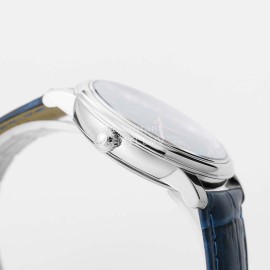 Omega 39.5mm Dial Blue Leather Strap Watch