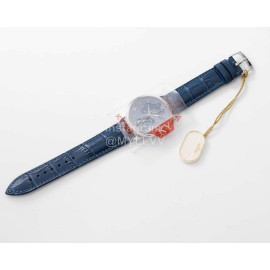 Omega 39.5mm Dial Blue Leather Strap Watch