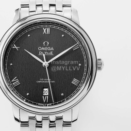 Omega 39.5mm Black Dial Steel Strap Watch