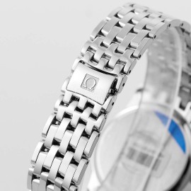 Omega 39.5mm Black Dial Steel Strap Watch