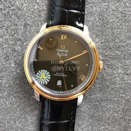 Omega Leather Strap 39.5mm Dial Watch Black