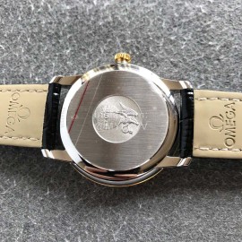 Omega Leather Strap 39.5mm Dial Watch Black