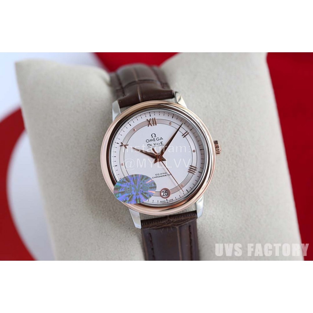 Omega Roman Numeral Dial Brown Leather Strap Watch