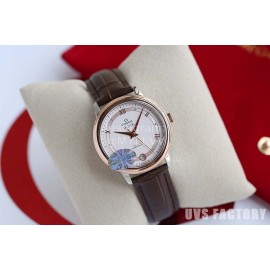 Omega Roman Numeral Dial Brown Leather Strap Watch