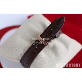 Omega Roman Numeral Dial Brown Leather Strap Watch