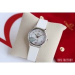 Omega Roman Numeral Dial White Leather Strap Watch