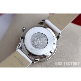 Omega Roman Numeral Dial White Leather Strap Watch