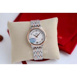 Omega White Roman Numeral Dial Steel Strap Watch