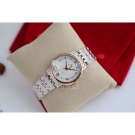 Omega White Roman Numeral Dial Steel Strap Watch