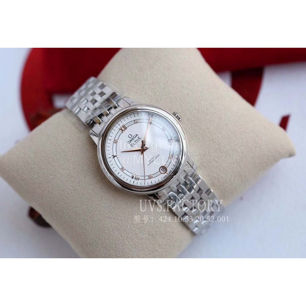 Omega Roman Numeral Dial Steel Strap Watch Silver