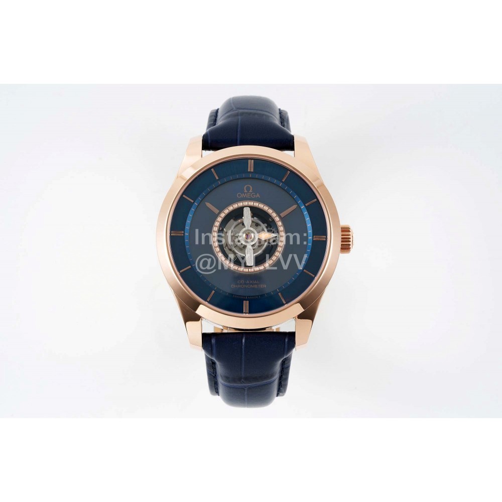 Omega Fashion Leather Strap Watch Blue