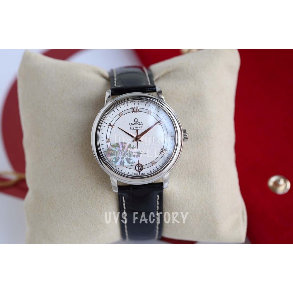 Omega Sapphire Crystal Leather Strap Watch