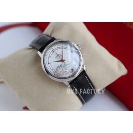 Omega Sapphire Crystal Leather Strap Watch