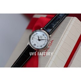 Omega Sapphire Crystal Leather Strap Watch