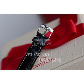 Omega Sapphire Crystal Leather Strap Watch