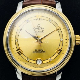 Omega 316l Steel Case Brown Leather Strap Watch